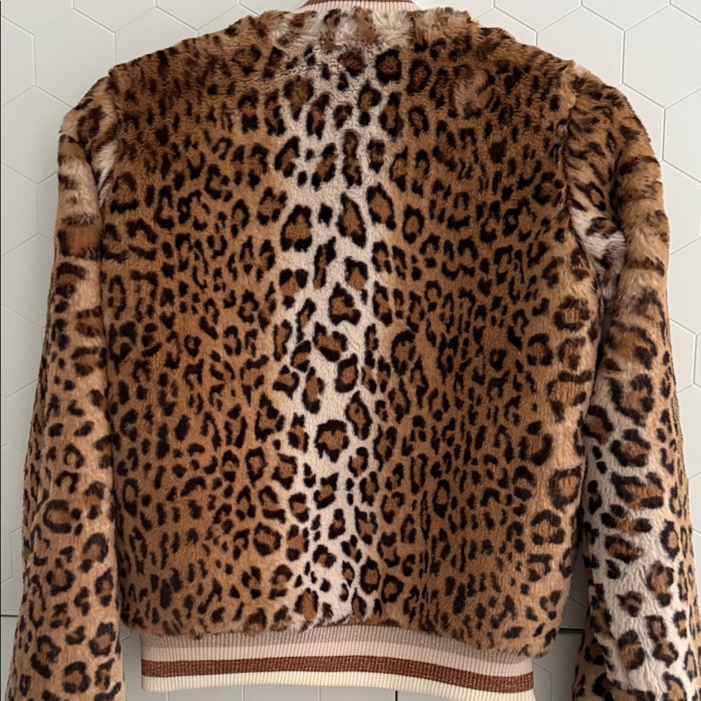 Spiritual Gangster Leopard Print Faux Fur Bomber Jacket - Picture 5 of 5